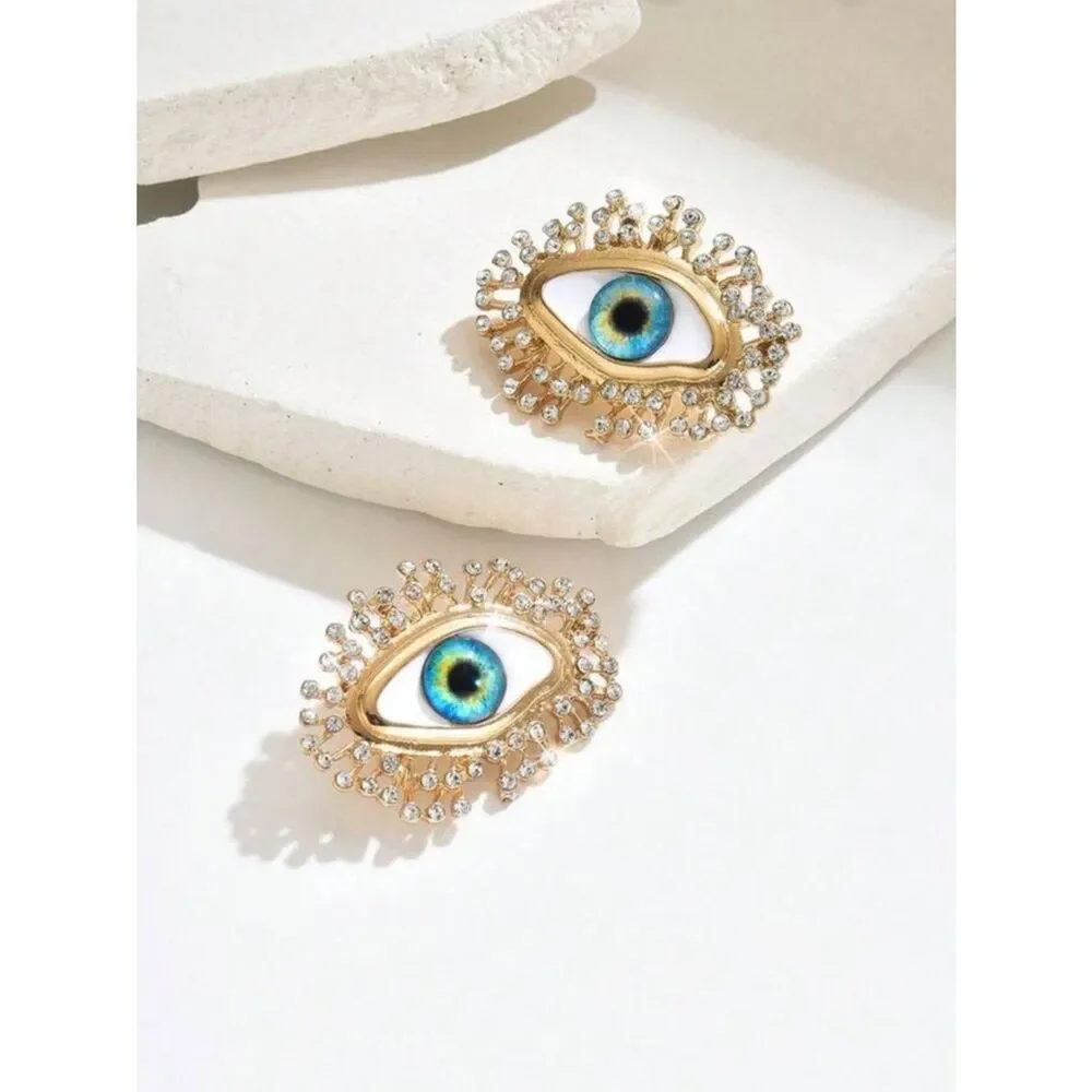 Gold Evil Eye Statement Earring A1756